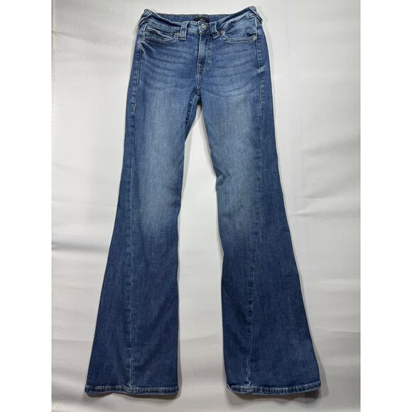 True Religion Women's Joey Mid Rise Flare Blue Denim Jeans - Size 28 (27x32.5) - Picture 1 of 6